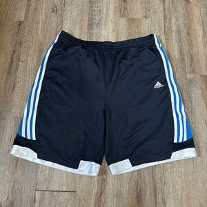 Adidas Mens Basketball Athletic Shorts Navy Blue White Striped XL XL/TG 0856